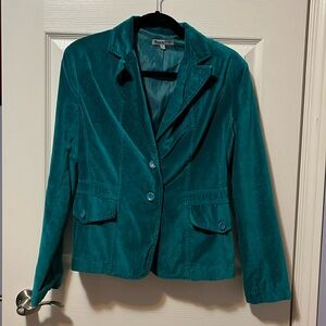 Women's Velvety Teal Green Blazer Suit Jacket Cotton Polyester Office Business